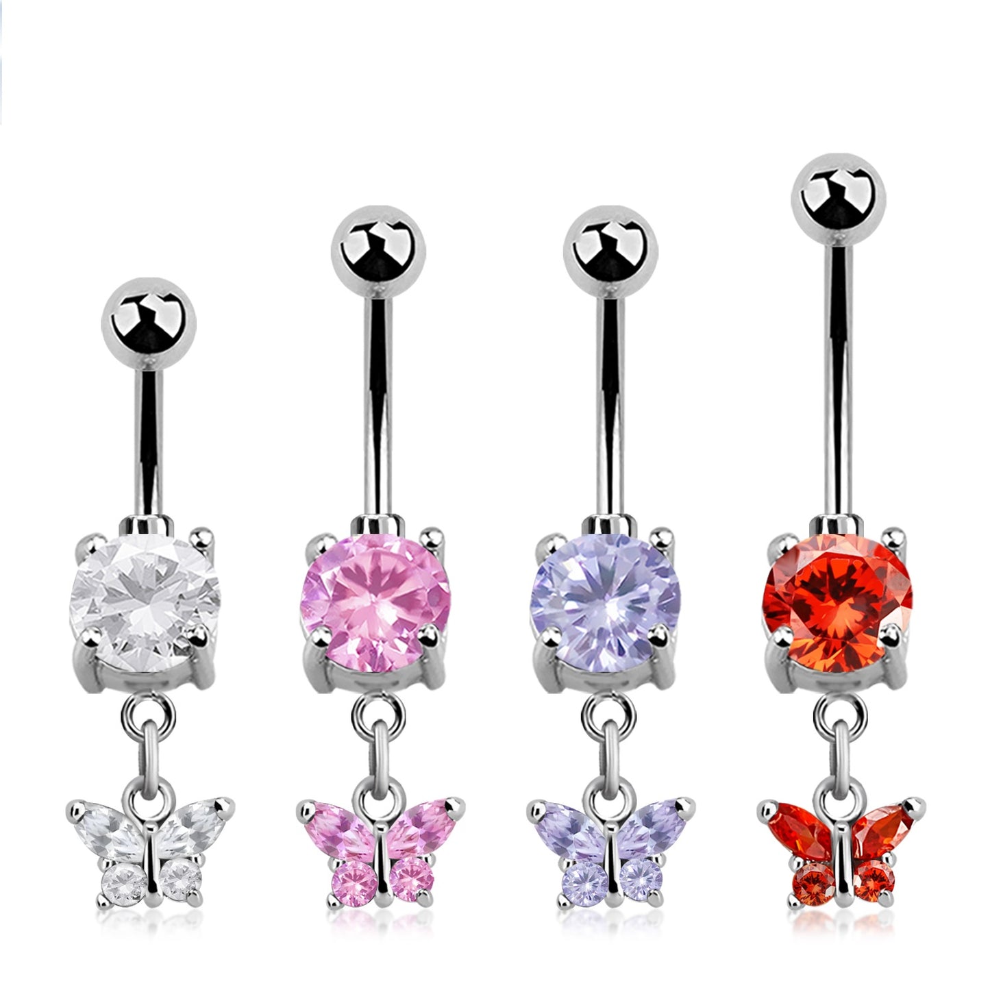 Butterfly With Prong Gems Navel