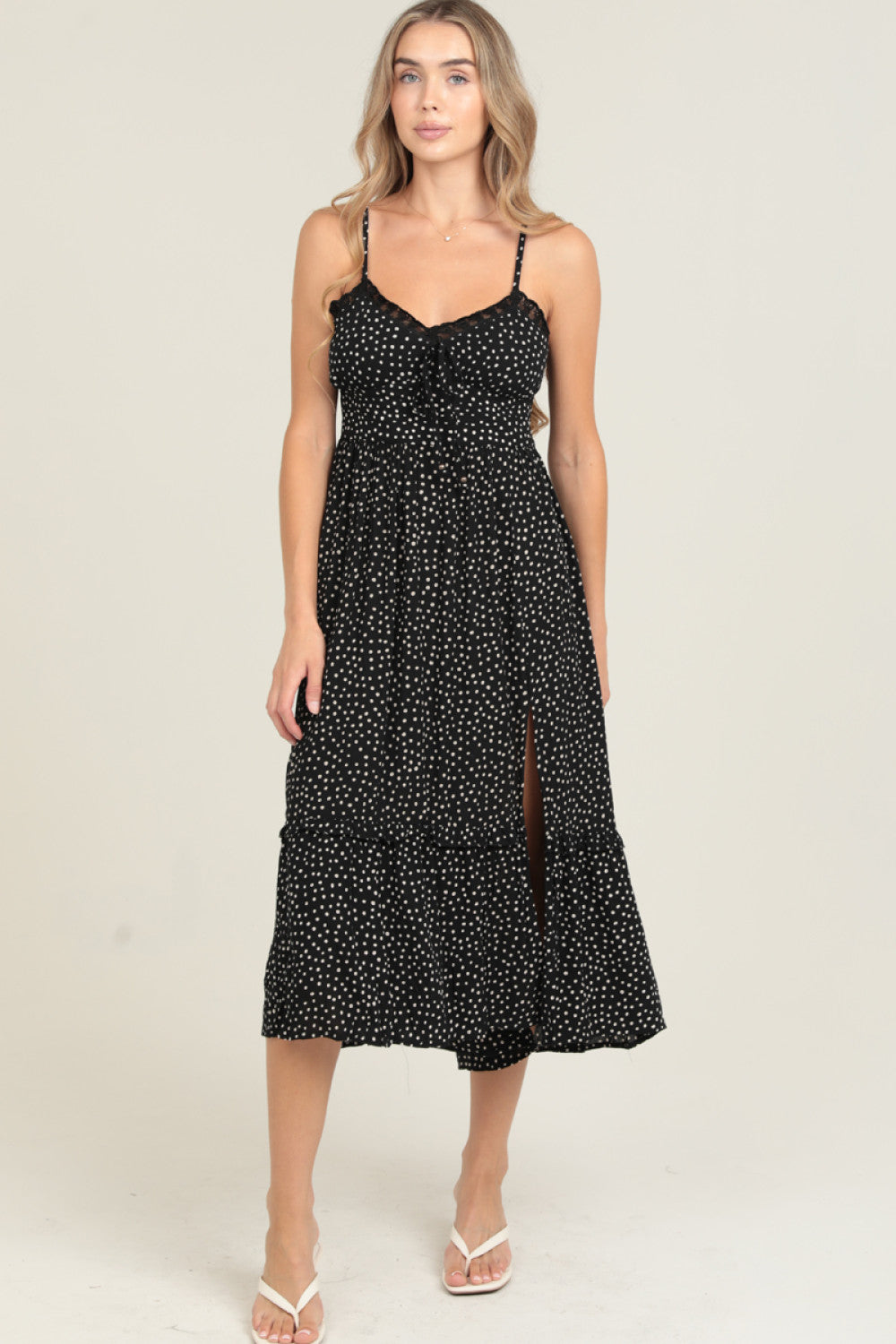 Black V Neck Maxi Dress W ith Side Leg Slit