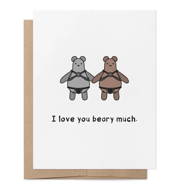 I Love You Beary Much Leather LGBTQ+ Greeting Card