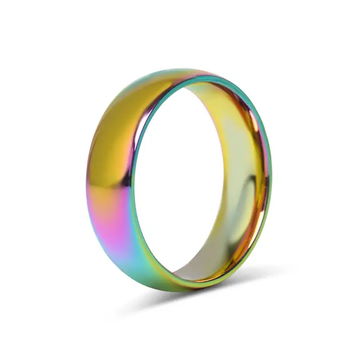 Rainbow Stainless Steel Blank Ring 6mm