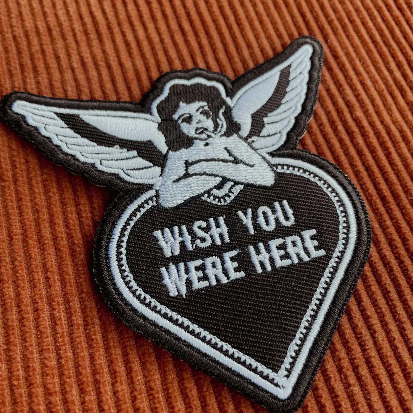 Embroidered Iron-On Patch - Cherub Heart