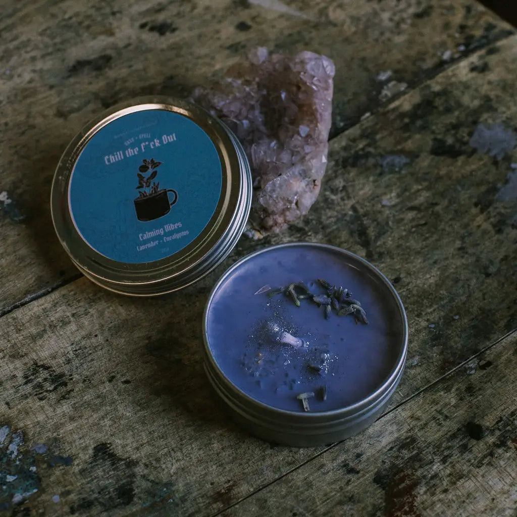 Chill the Fuck Out Tin Candle - Spell Candle - Lavender
