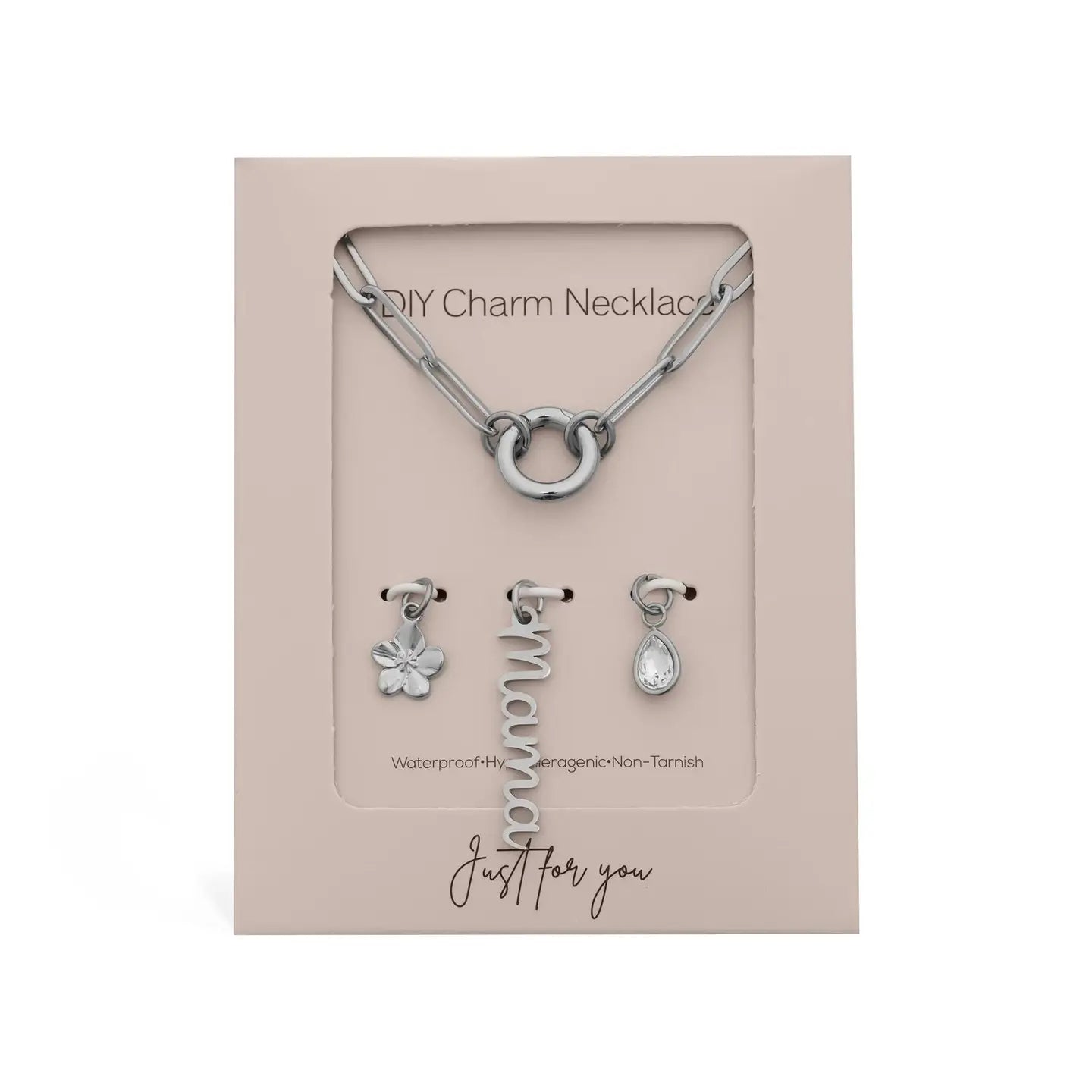Stainless Steel Mama Charm Holder Necklace Gift Set