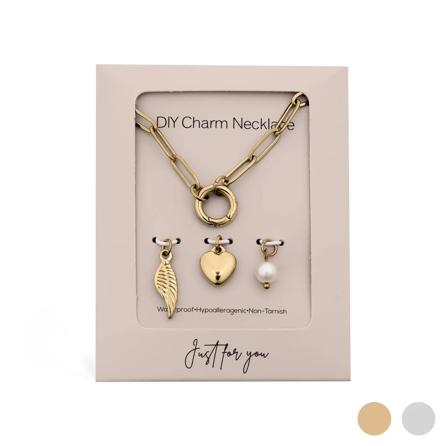 18K Gold Angel Wing Charm Holder Necklace Gift Set