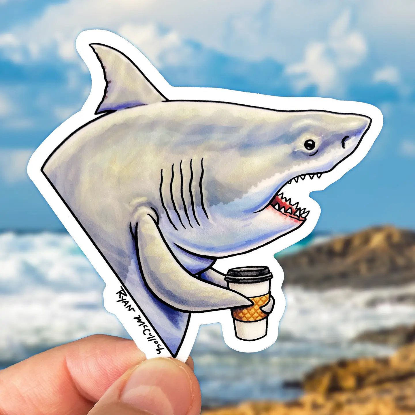 Coffee Shark Sticker