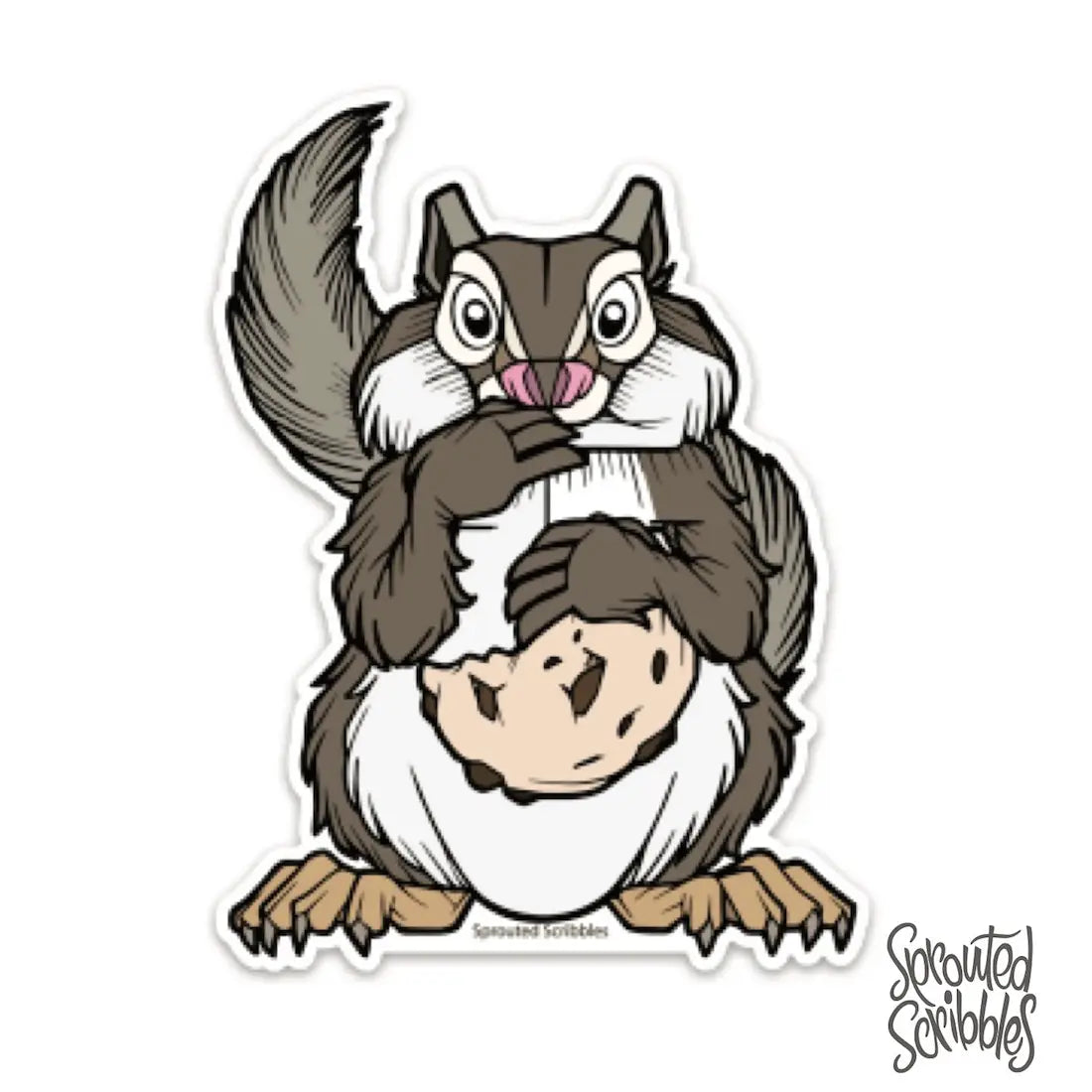 Cute Squirrel Sticker Eating Cookie
