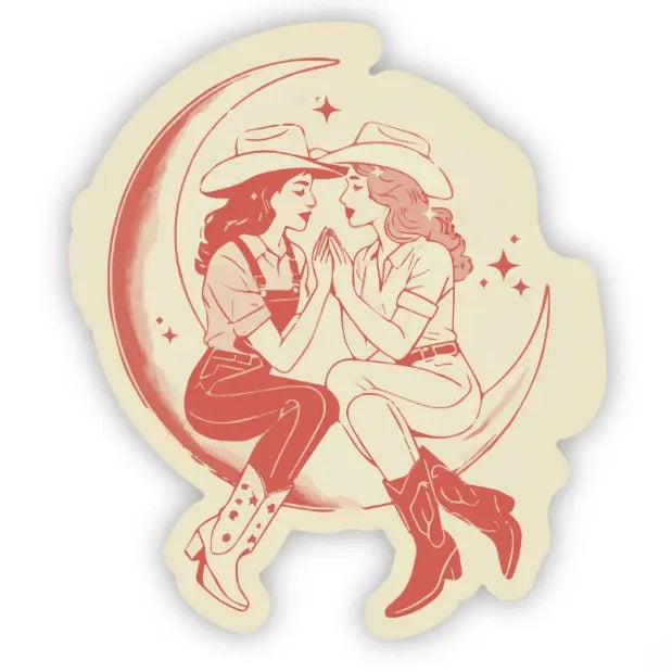 Cowgirl Chics Hanging in the Moon Sticker – LGBTQ+ Western