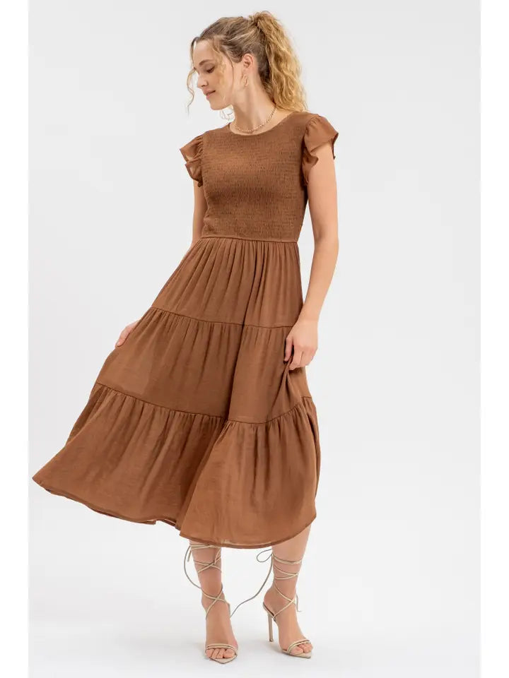 Smocked Tiered Midi Dress