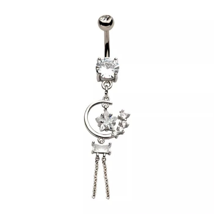 Crescemt Moon Star 2 Chains Navel