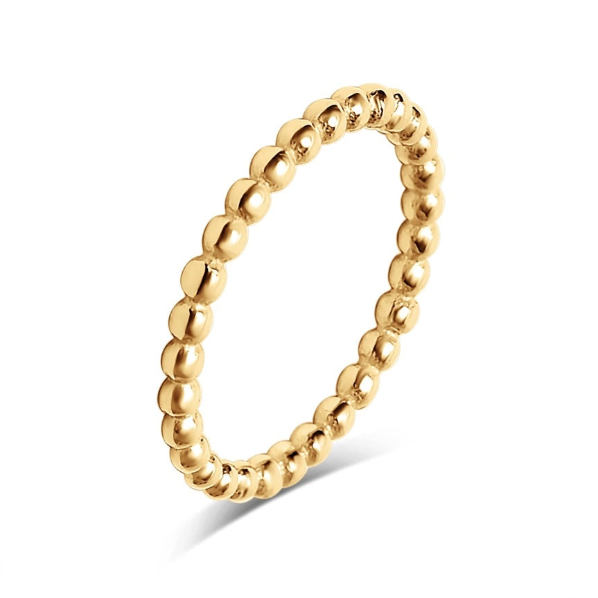 Stainless Steel Gold Plated Beaded Spacer Ring