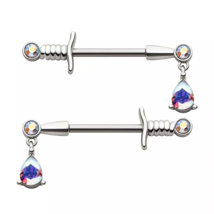Dagger With Tear Dangle Nipple Bar