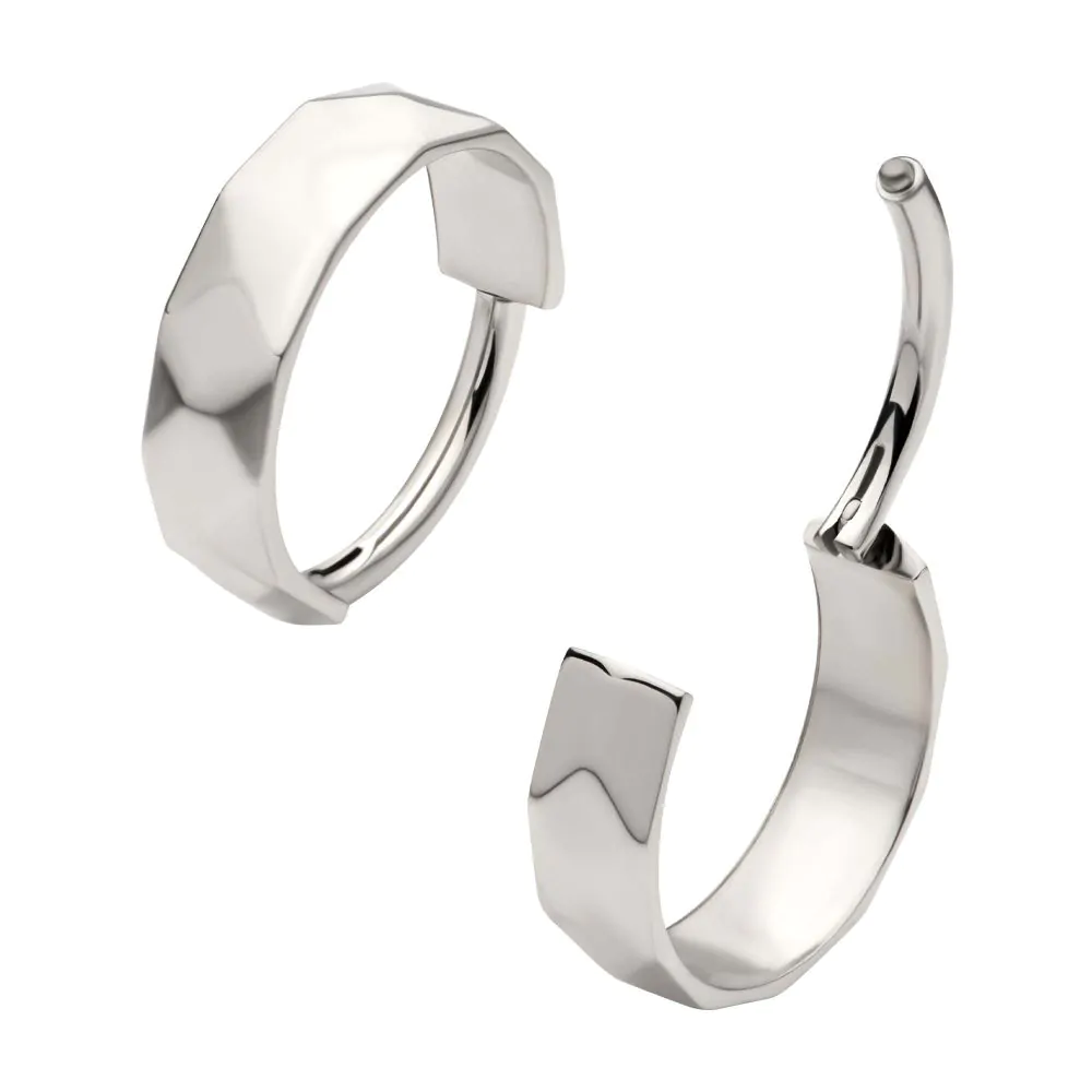 Diamond Cut Side Facing Titanium Hinged Hoop