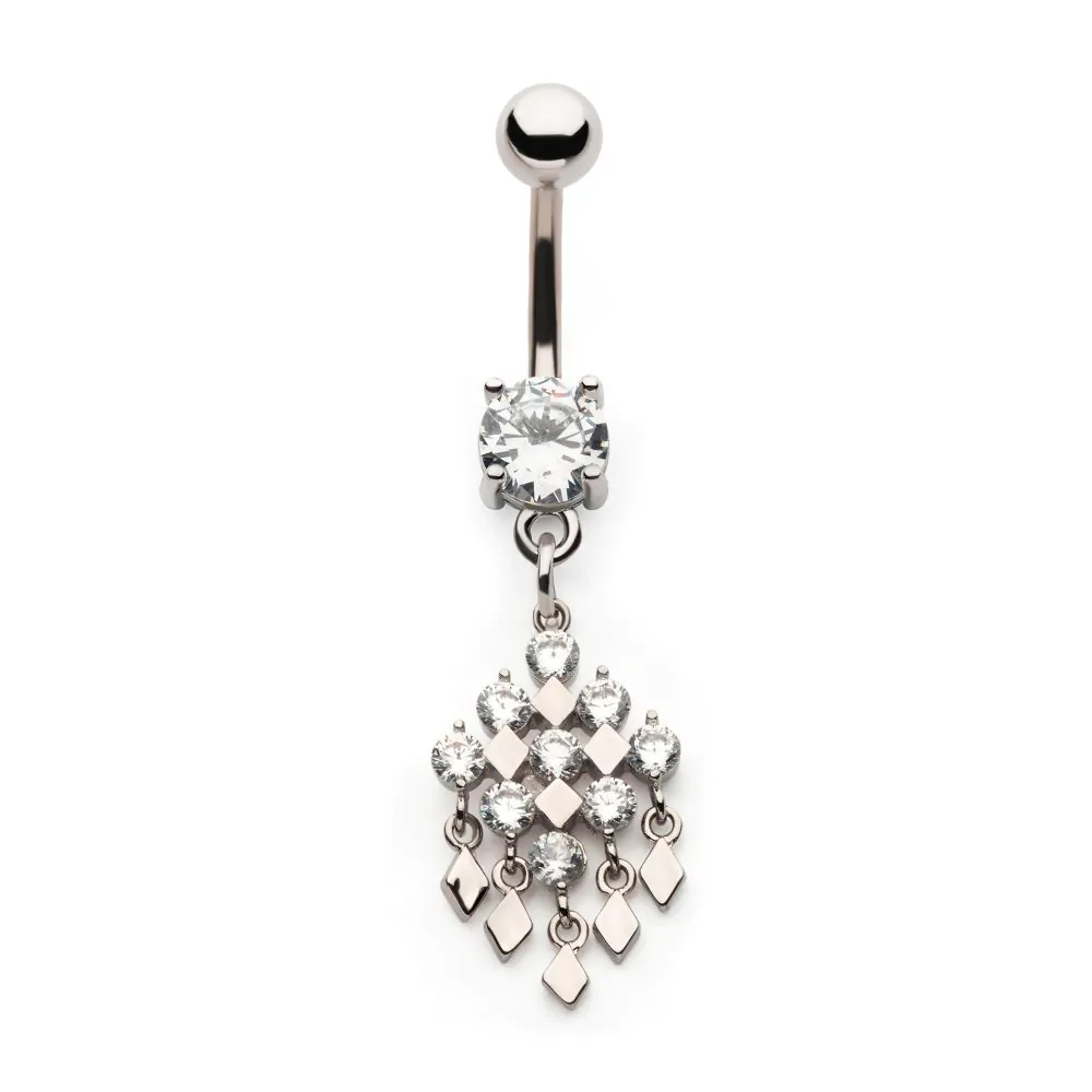 Diamonds And Circles CZ Dangle Navel