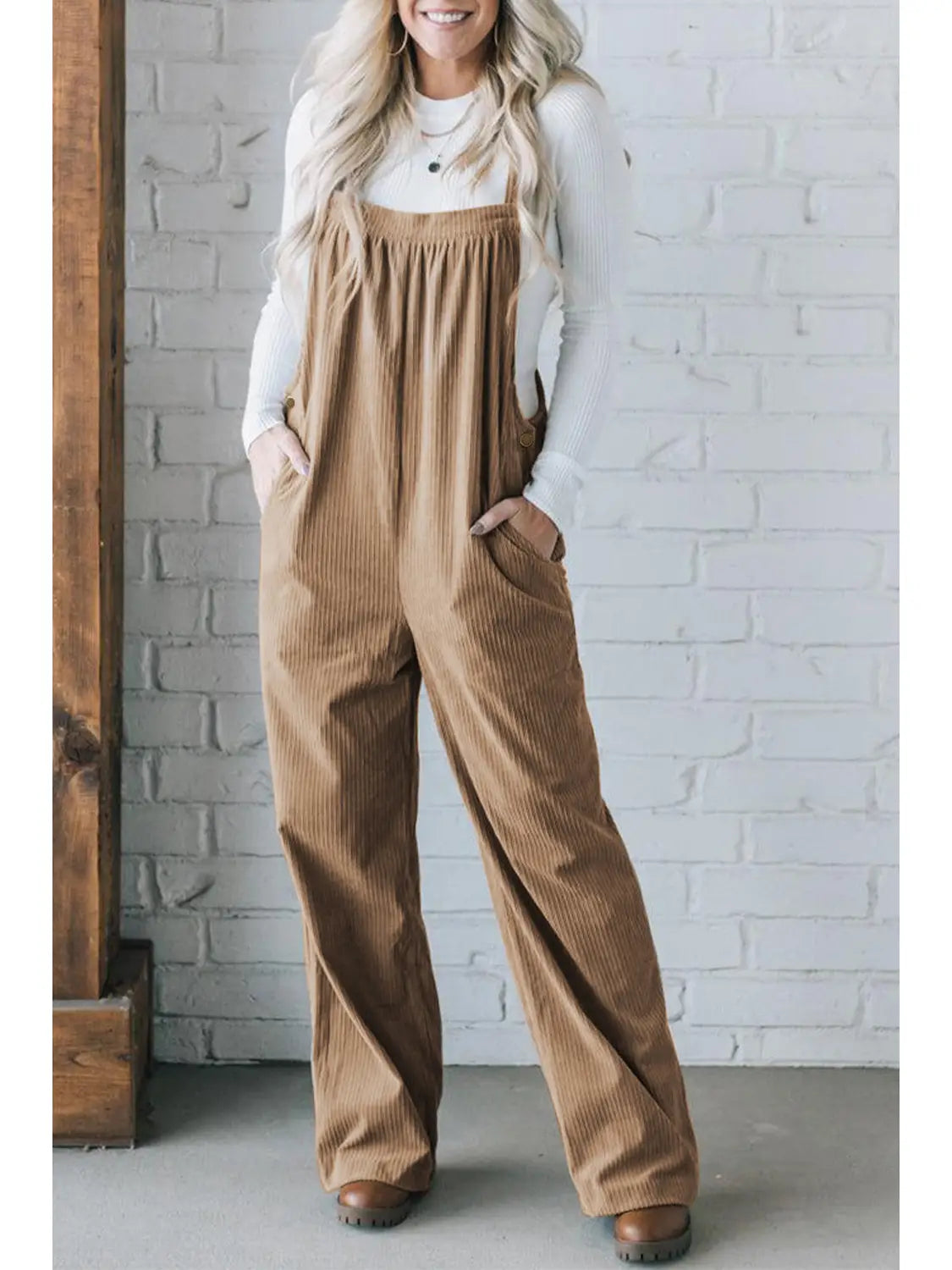 Corduroy Pocketed Wide Leg Loose Fit
