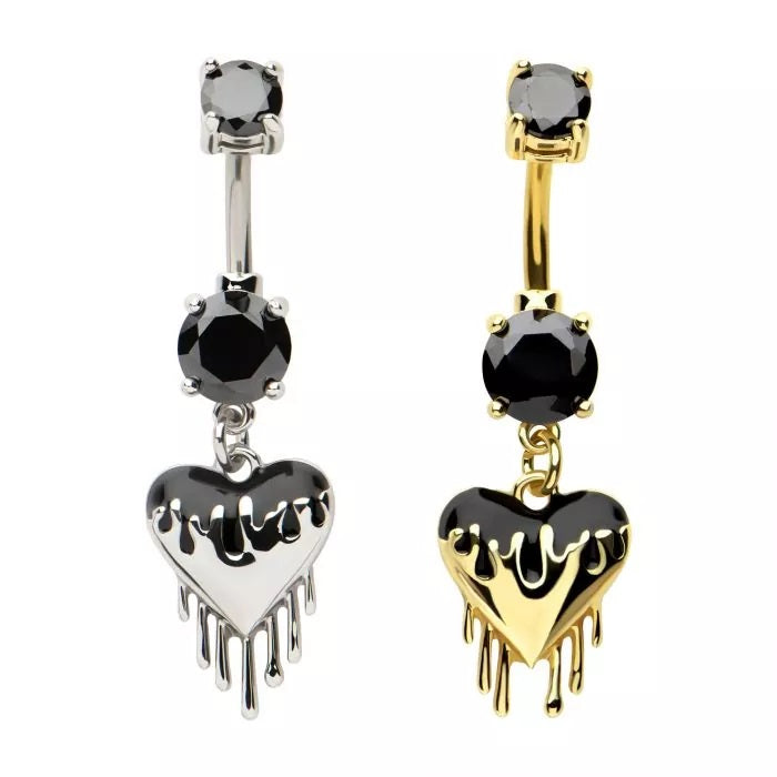 Dripping Dipped Heart Dangle Navel