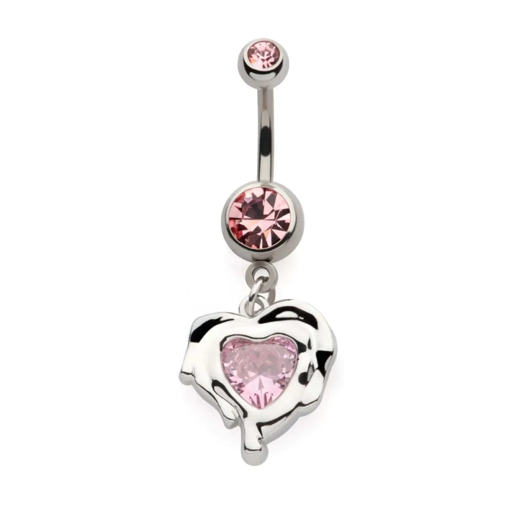 Dripping Heart CZ Dangle Navel