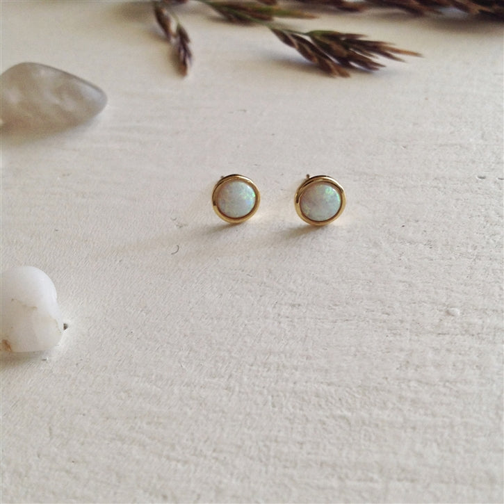 Ingred Opal Cabochons Vermeil Earrings
