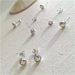 Solstice 6mm Sterling Silver Swarovski Earrings
