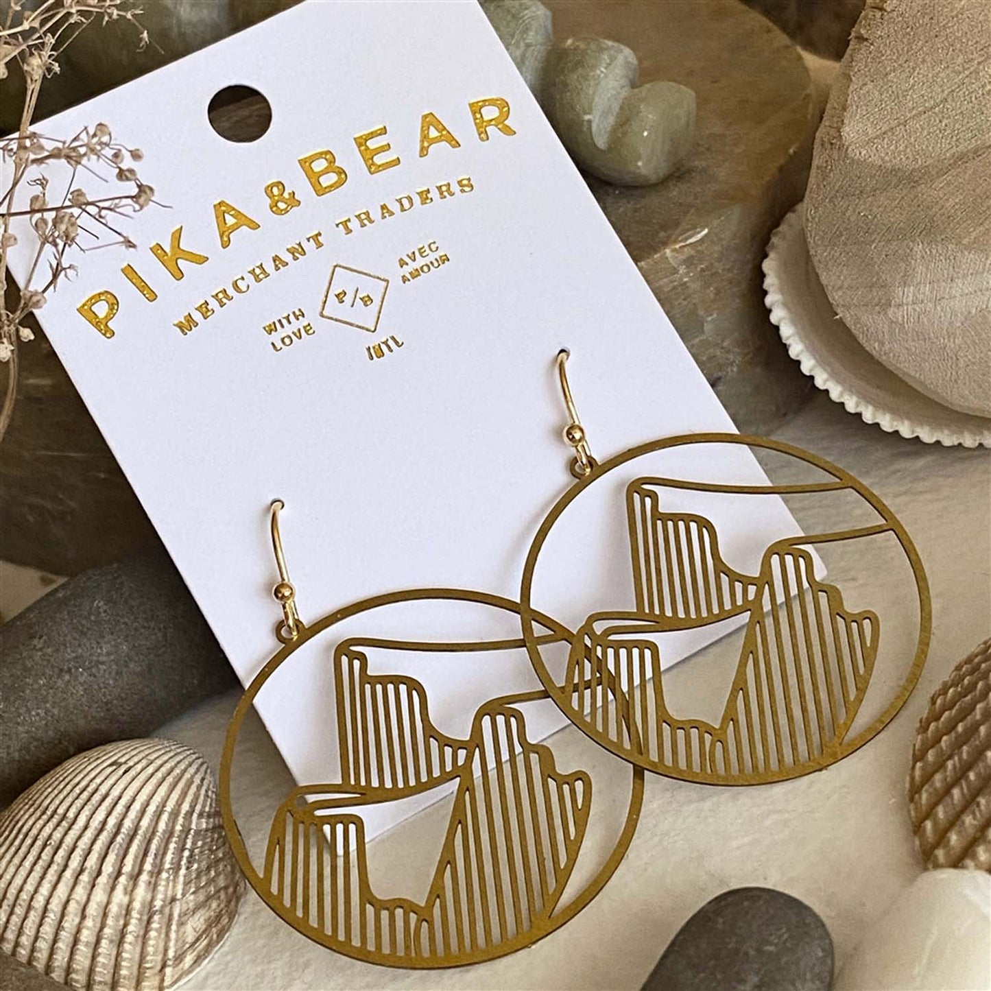 Roche Raw Brass Mountain Silhouette Earrings