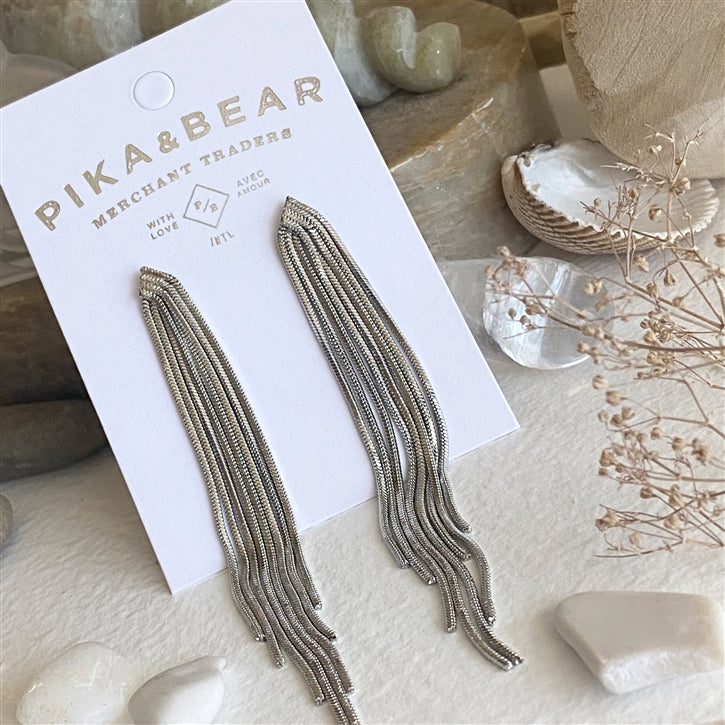 Sentinel Cascading Multi Chain Drop Earrings Silver
