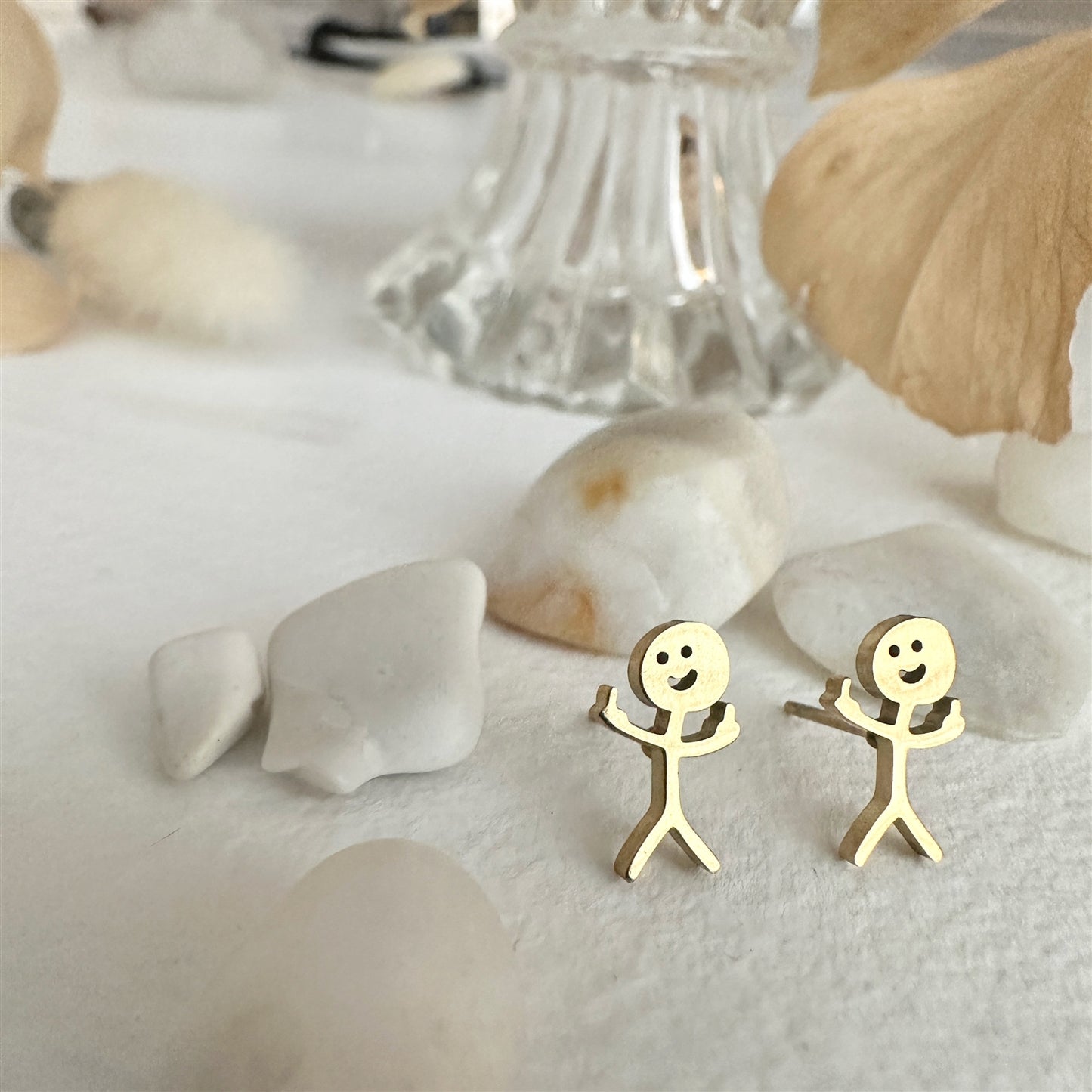 Disgruntled Citizen Stickman Earrings Gold