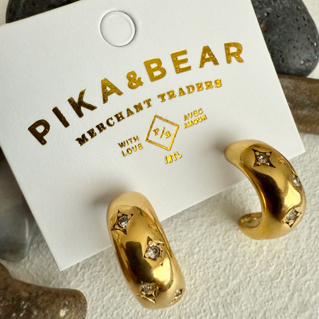 Lascaux Rhinestone Stars Hoop Earrings In Gold