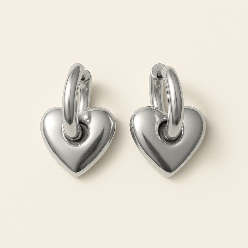 Love Bites Heart Charm Hugger Hoop Earrings