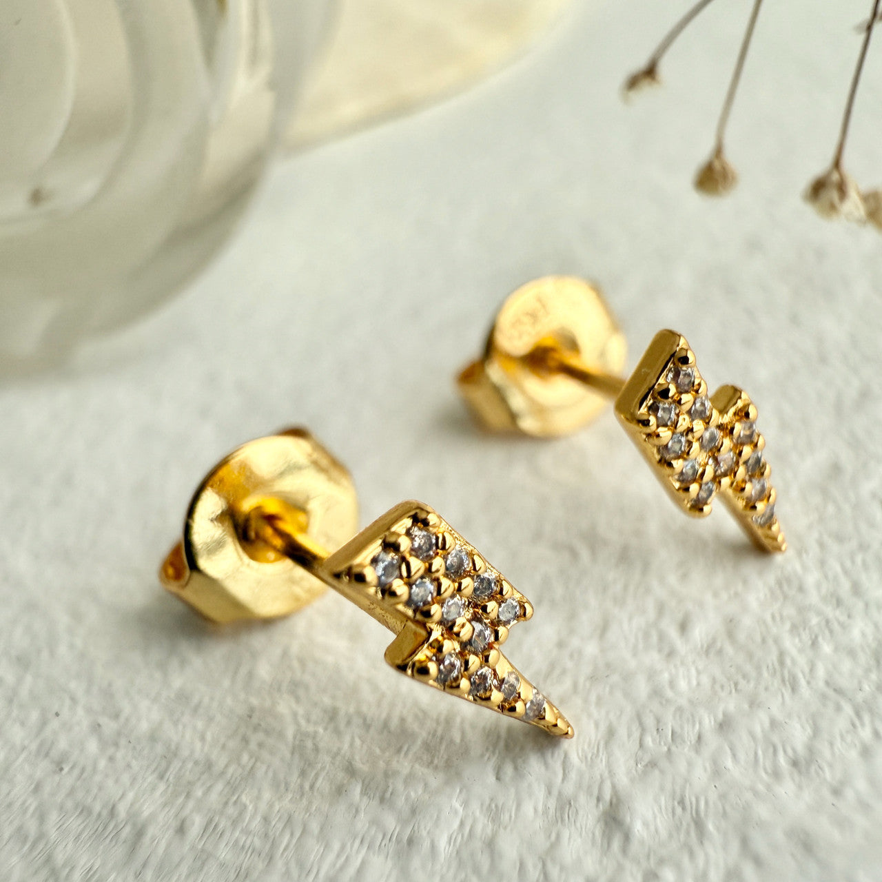 Gold Ride The Lightning Stud Earrings