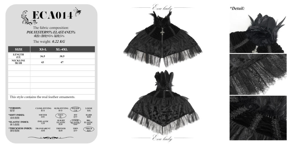 Black Feather Velvet Cape