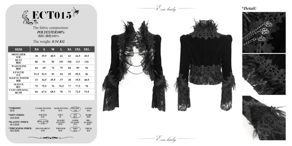 Velvet Cropped Jacket With Lace Trim