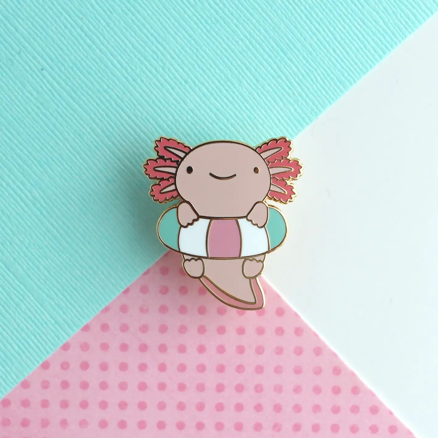 Axolotl In A Floatie Enamel Pin