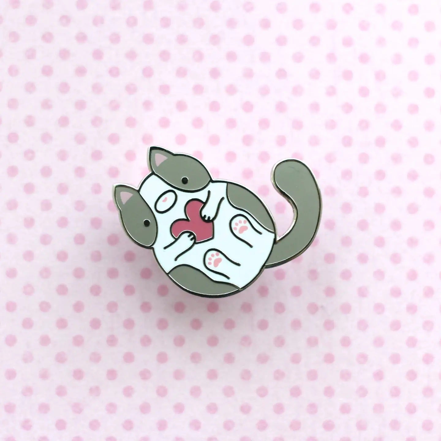 Grey And White Cat Enamel Pin