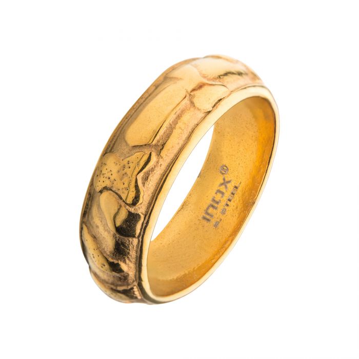 7mm Gold IP 3D Canyon Pattern Ring Size 11
