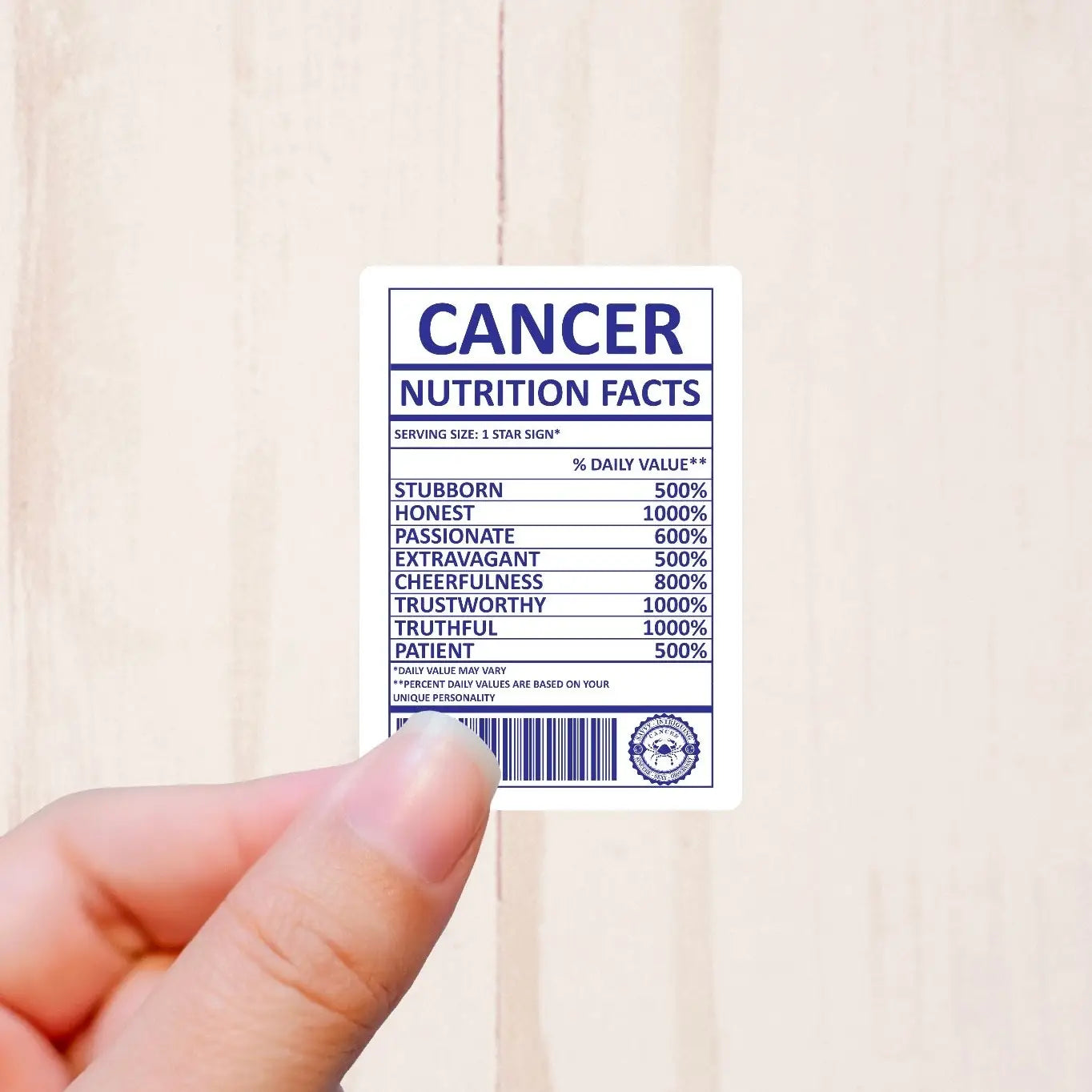 Zodiac Signs, Nutritional Facts, Vinyl Sticker