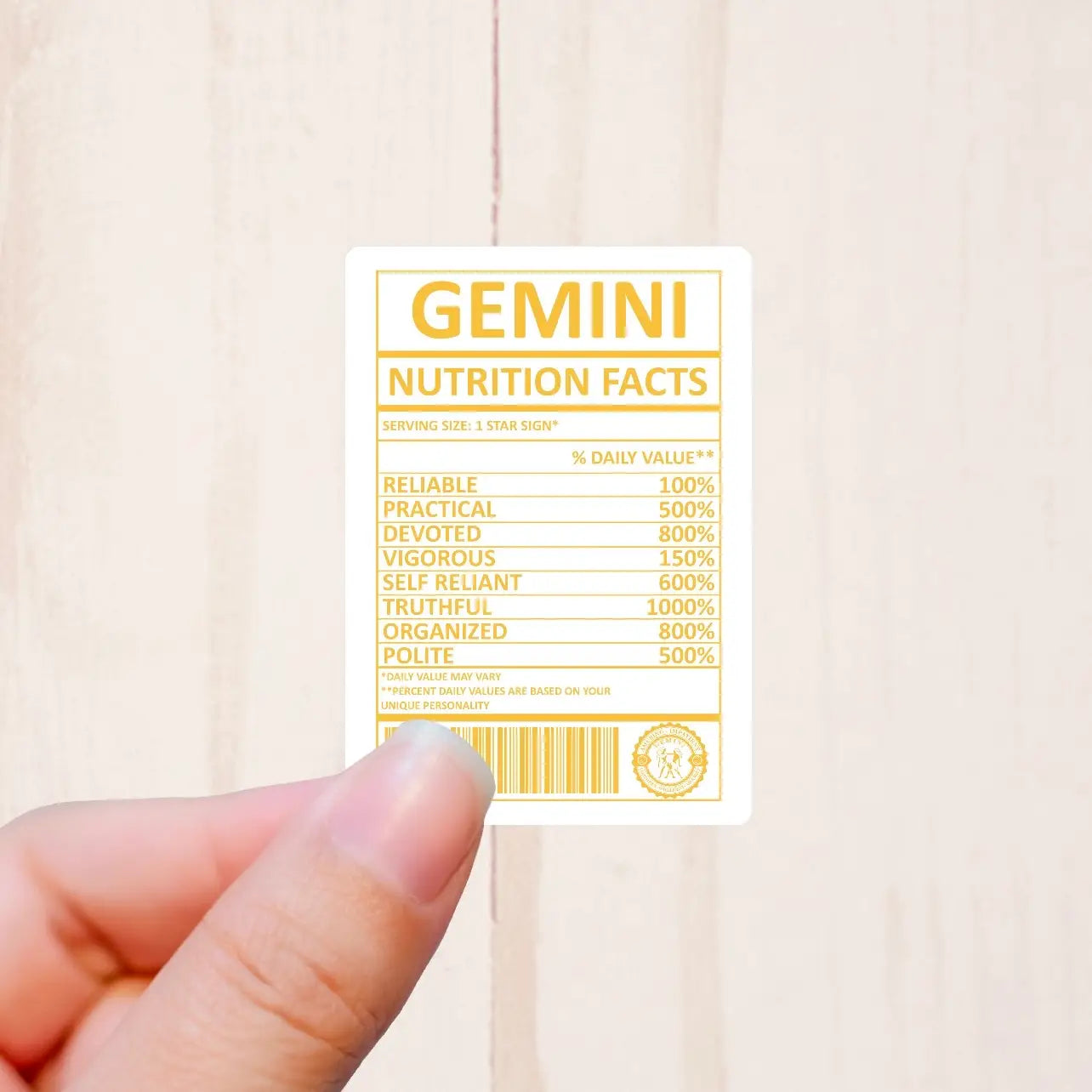 Zodiac Signs, Nutritional Facts, Vinyl Sticker