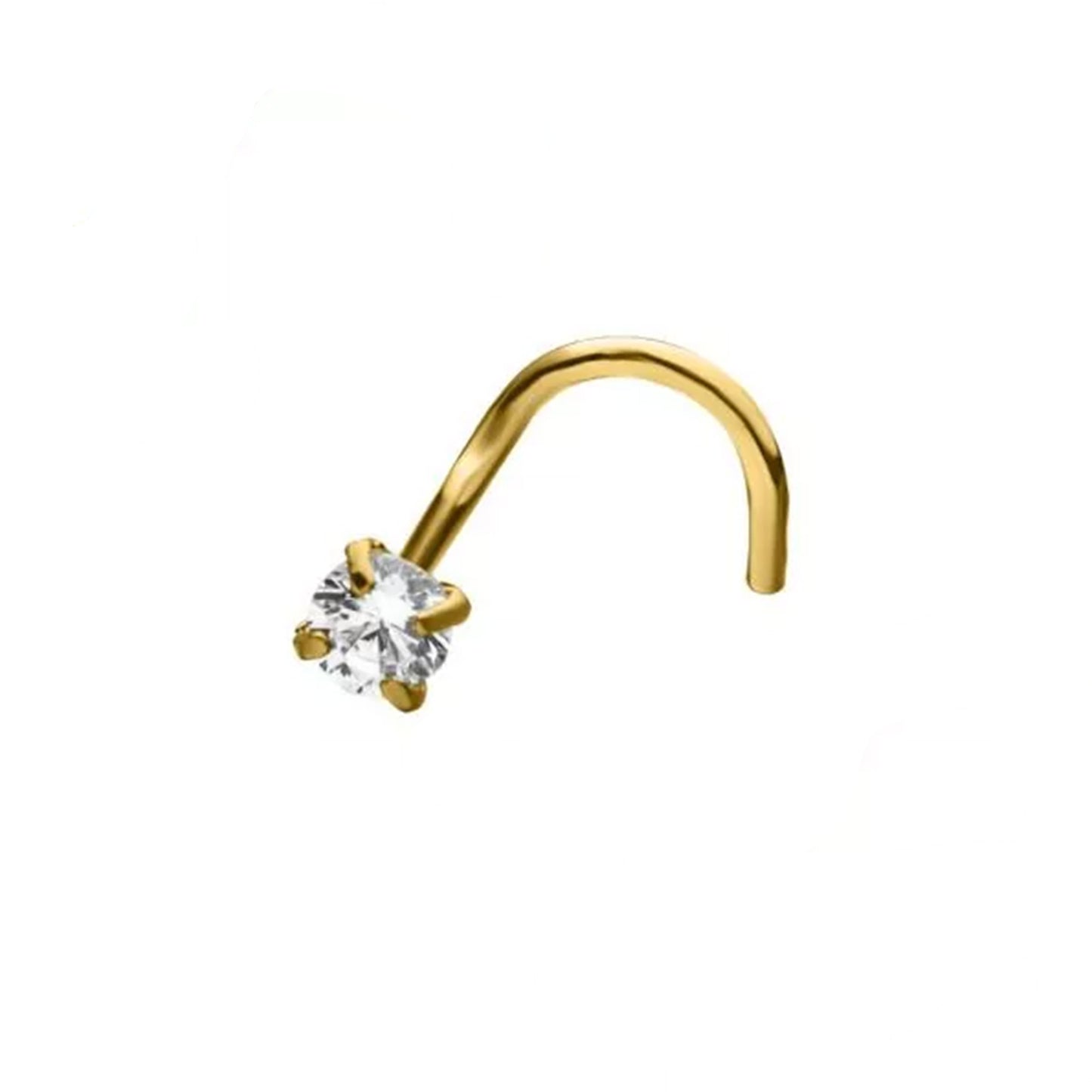 PVD or 20 g avec pierre précieuse transparente à griffes de 2 mm