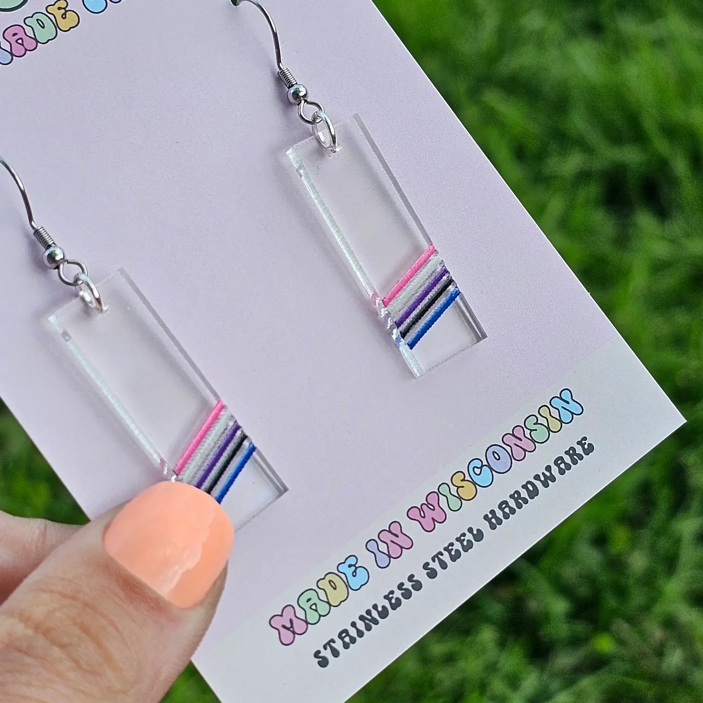 Genderfluid Acrylic Pride Flag Earrings