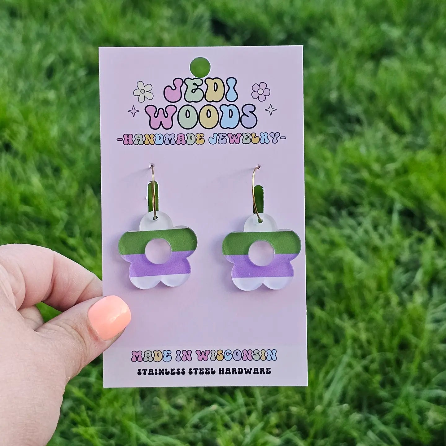 Gender Queer Pride Flag Flower Earrings