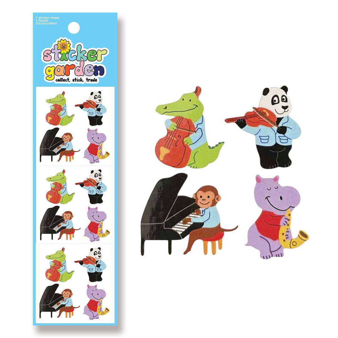 Glossy Jazz Animals Vintage Inspired Stickers