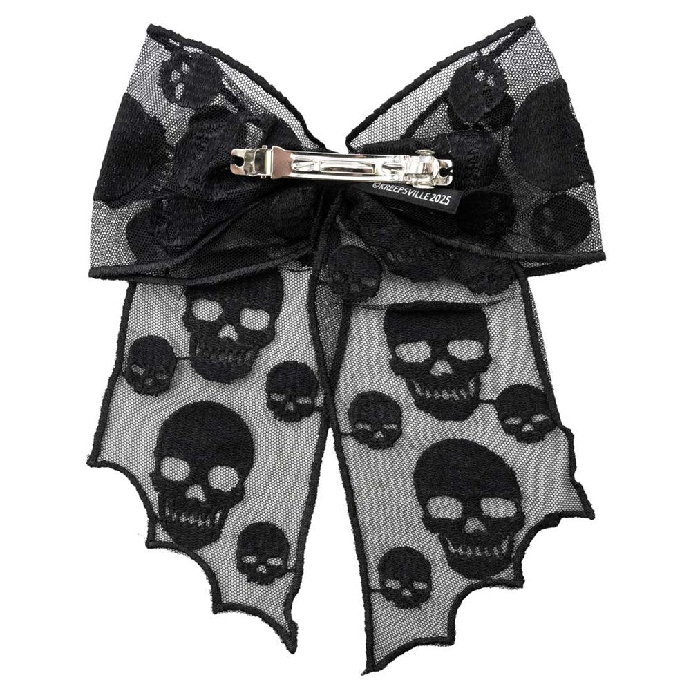 Skull Lace Hair Bow