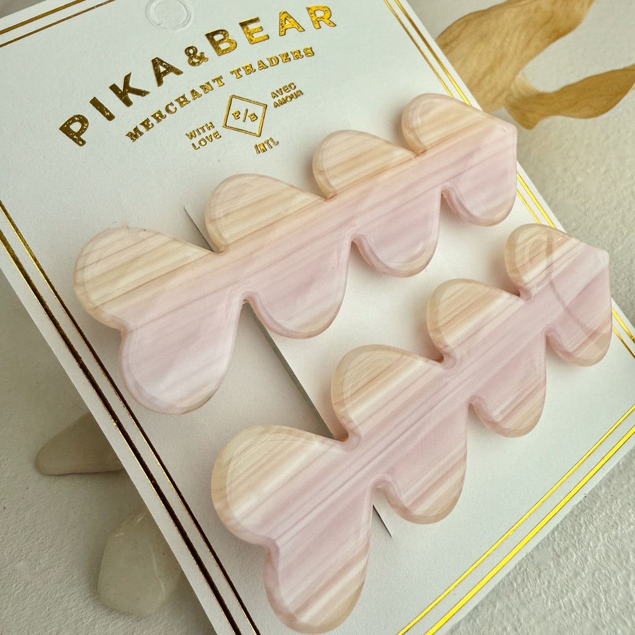 Love Is A Battlefield Quadruple Heart Duckbill Hair Clip In Lychee