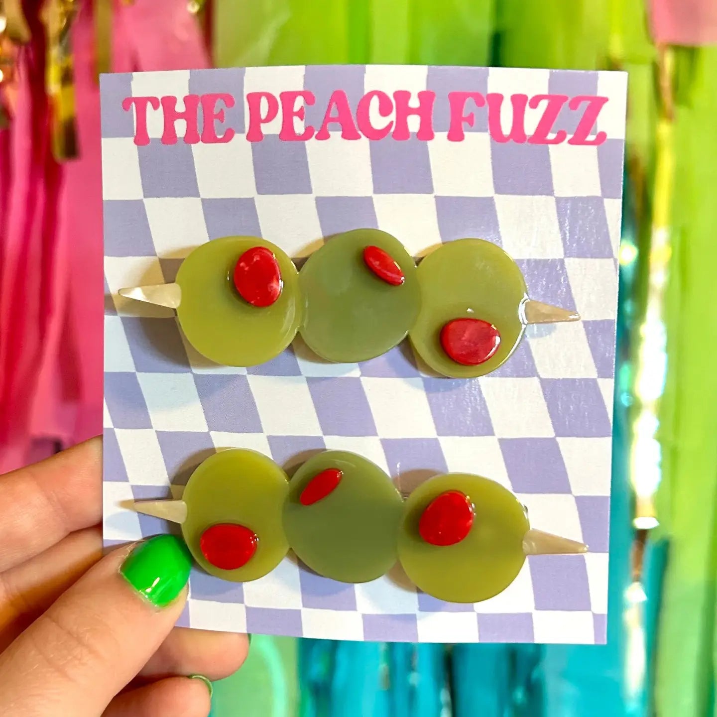 Stuffed Olive Hair Clip Set