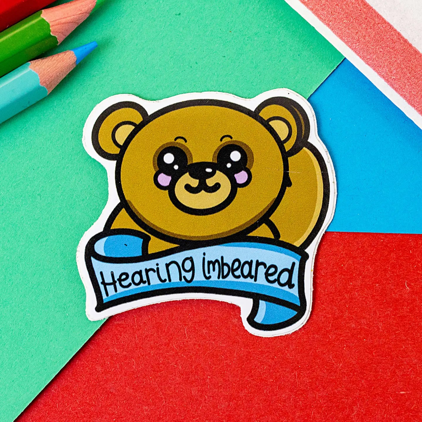 Hearing Imbeared Bear Sticker - Hearing Impaired