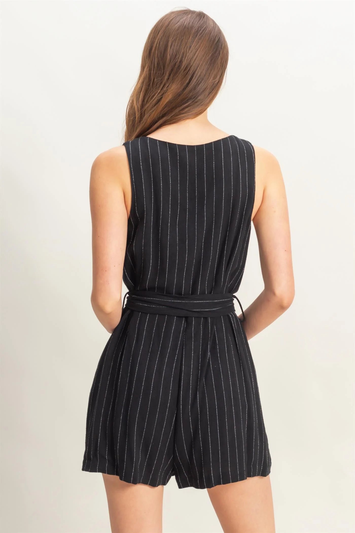 Striped Belted Romper