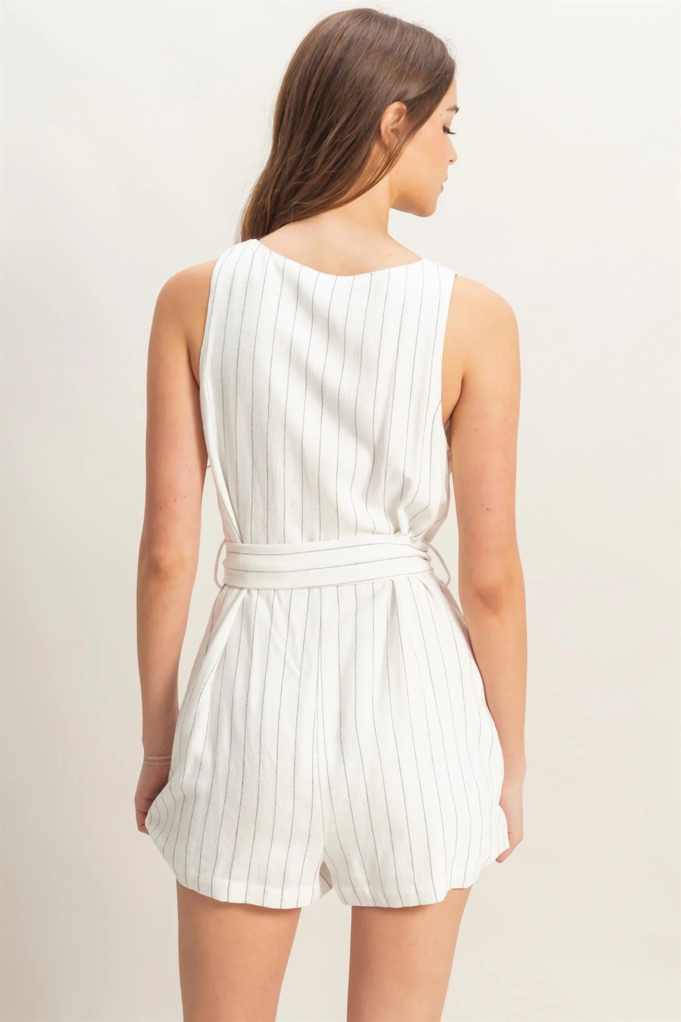 Striped Belted Romper