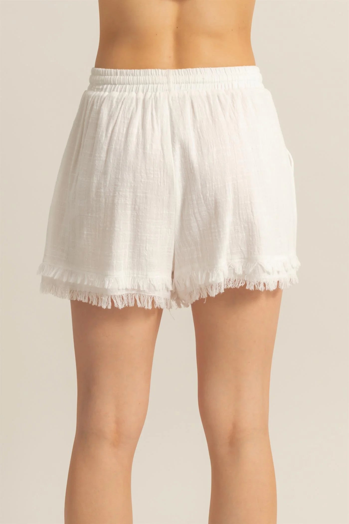 Drawstring Waist Frayed Hem Short Legs