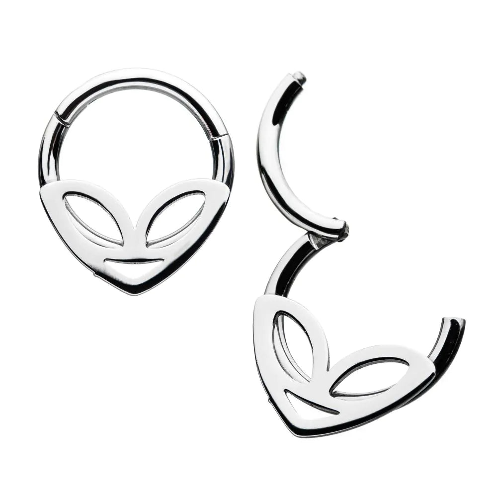 Alien Face Hinged Hoop 16g