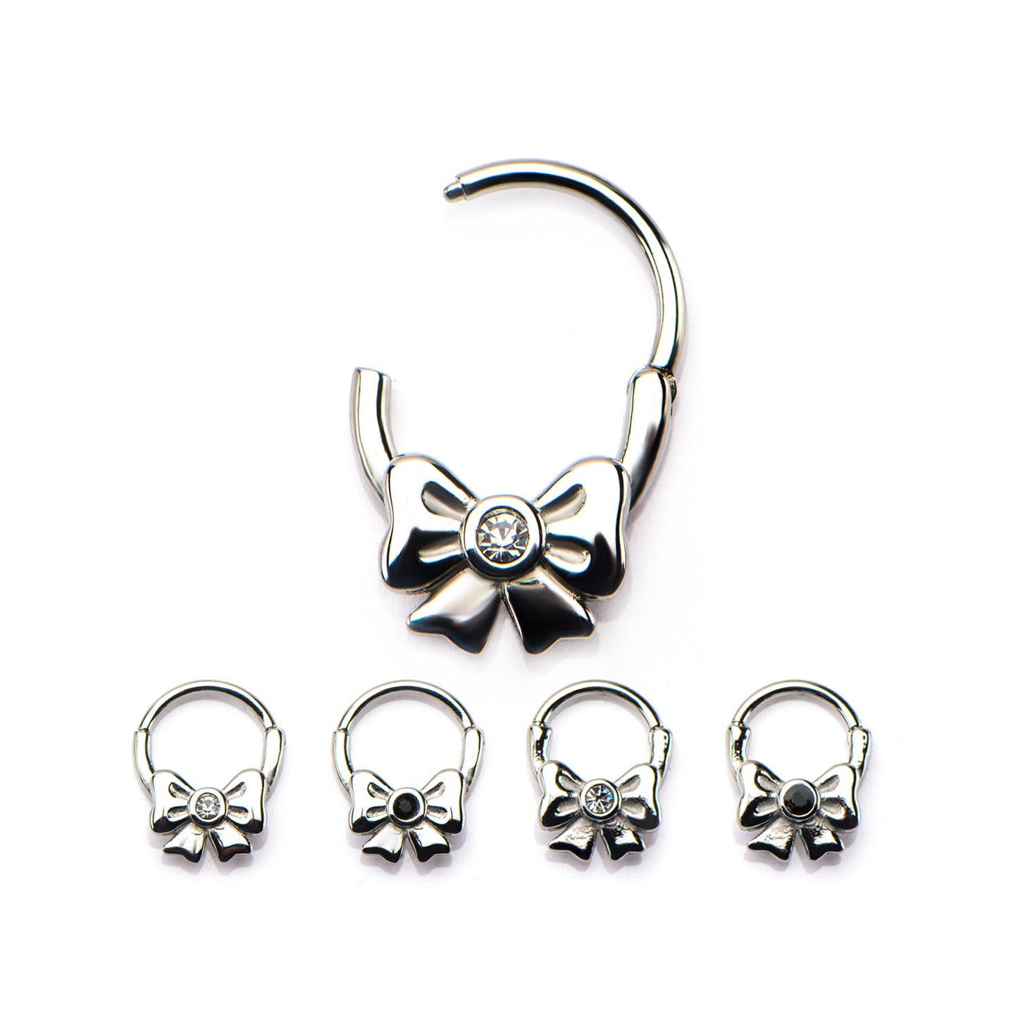 BOW W/GEM HINGED HOOP