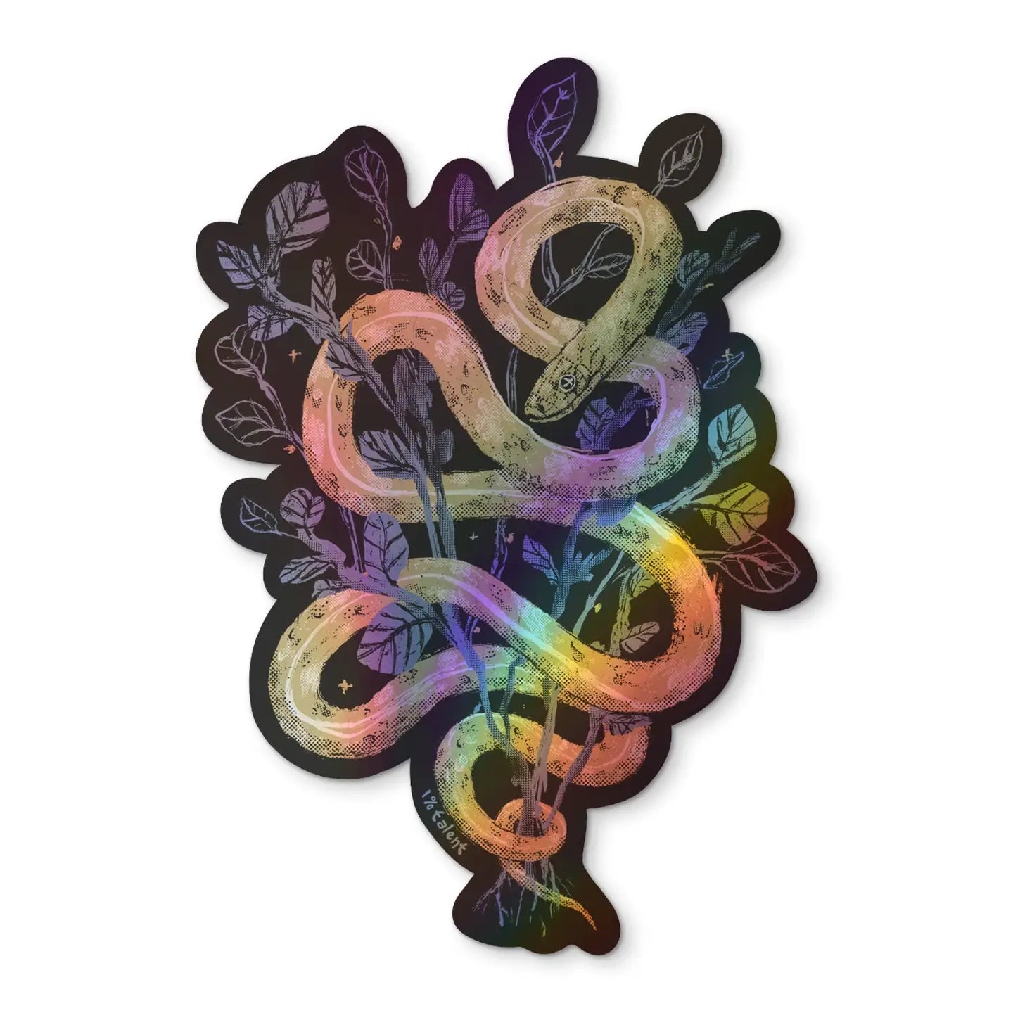 Holographic Snake With Plants Sticker