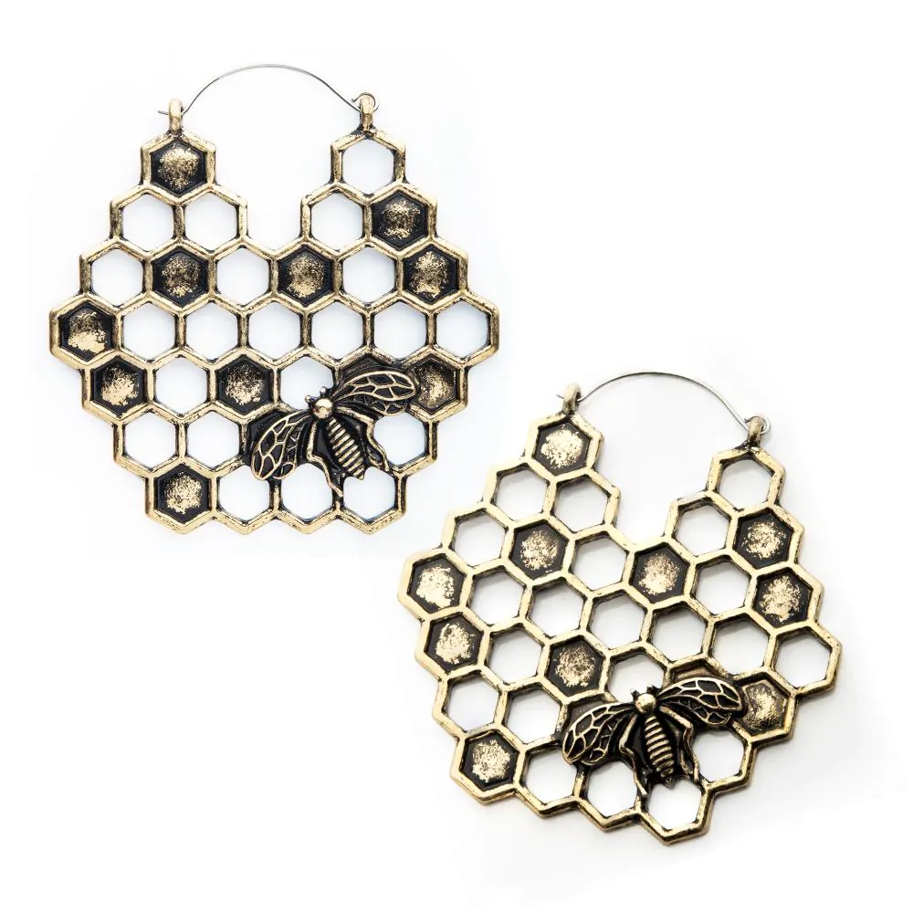 Honeycomb Bee Brass Plug Hanger